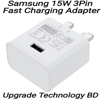 Samsung Galaxy 15W 3Pin Fast Charger with Type-B Data & Fast Charging Cable