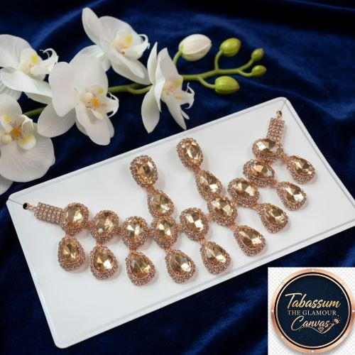 Charming Rose Golden Stone Jewelry Set