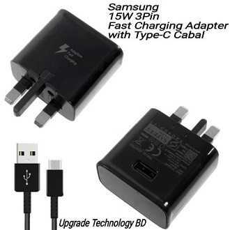 Samsung Galaxy 15W 3Pin Fast Charger with Type-C Data & Fast Charging Cable
