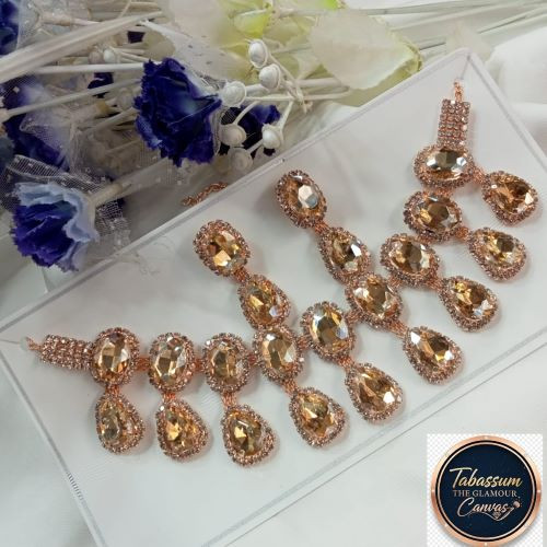 Charming Rose Golden Stone Jewelry Set
