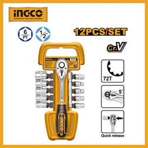 12 Pcs 1/2″ SOCKET SET INGCO – HKTS12122