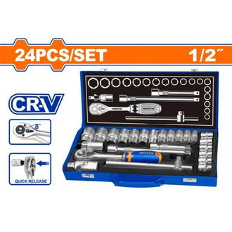 WADFOW 24 Pcs 1/2″ Socket Set -WST2L24