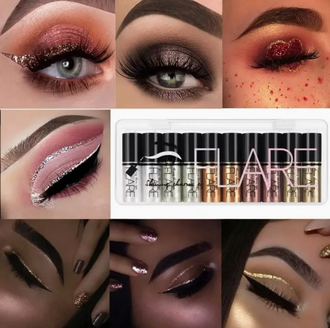 FLARE 10-Piece Liquid Glitter Eyeshadow & Eyeliner Combo Set