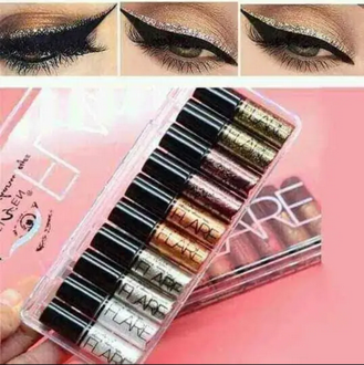 FLARE 10-Piece Liquid Glitter Eyeshadow & Eyeliner Combo Set