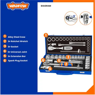 WADFOW 24 Pcs 1/2″ Socket Set -WST2L24