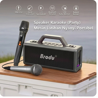 Brodu BTS-2348 Dual 3-Inch Bluetooth Wireless & Wired Karaoke Party Speaker