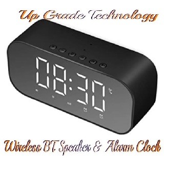 Yayusi S5 Portable Bluetooth Speaker Alarm Clock Wireless LED Display Temperature with FM Radio Support Aux TF USB Music Player
