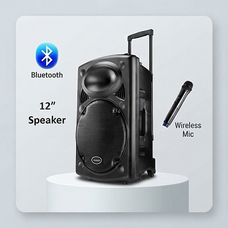 W-D12 Bluetooth Wireless Microphone & Rechargeable Functions Trolley Speakers