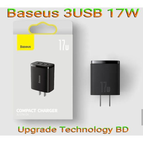 Baseus 3USB 17W Mobile Phone Fast Charger Adapter