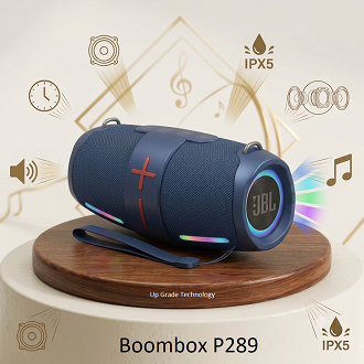 Boombox P289 Wireless Speaker - Portable Handheld Speaker with Subwoofer, Ambient Light, Card Insertable Outdoor Speaker