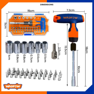 WADFOW 45 Pcs T-Handle Wrench Screwdriver set -WSS8B45