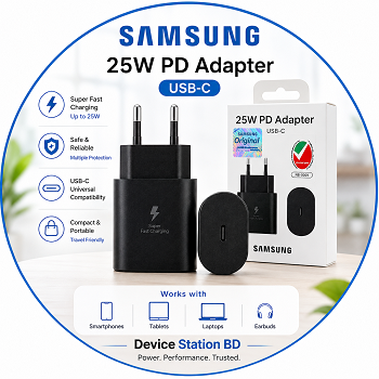 Samsung 25W PD Adapter Type-C Super Fast Charger for Smartphones & Tablets