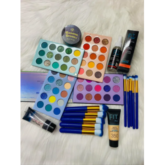 Full Coverage Makeup Combo Set (Foundation,Primer,Makeup Brush,Loose Powder,Eye shadow Pallet)
