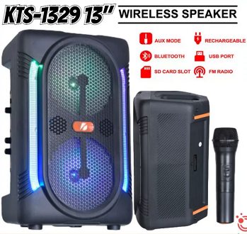 KTS-1329 Wireless Portable Speaker With Mic-High-Performance Sound with LED Lights