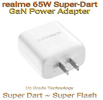 Realme 65W Super Dart GaN Charger Adapter with Type C Cable