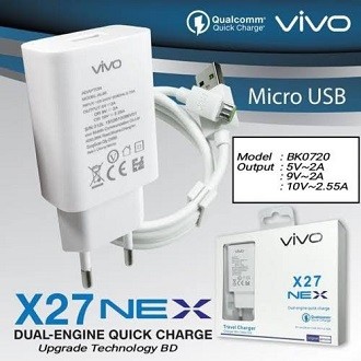 Vivo Y50 Charger VIVO NEX X27 Fast Charger with Type-B Cable For Vivo Y50 Y30 Y51s X50 Lite