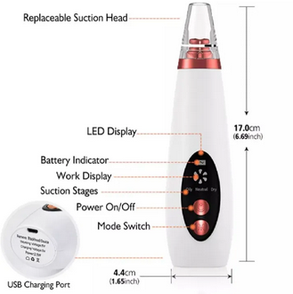 Electronic Face Suction Removal Machine Pore Cleaner Blackhead Vacuum Pimple Black Head Remover (5 Suction)
