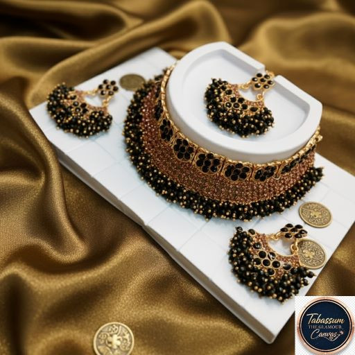 Gorgeous Red Beaded Bridal Choker Necklace and Earring Set