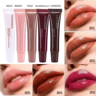 Fafamoon 5 Color Glossy Peptide Lipsgloss Long Lasting Lip Stain Lip Tint Lip Moisturer Velvet Gloss Lipstick Lip Makeup(Original)